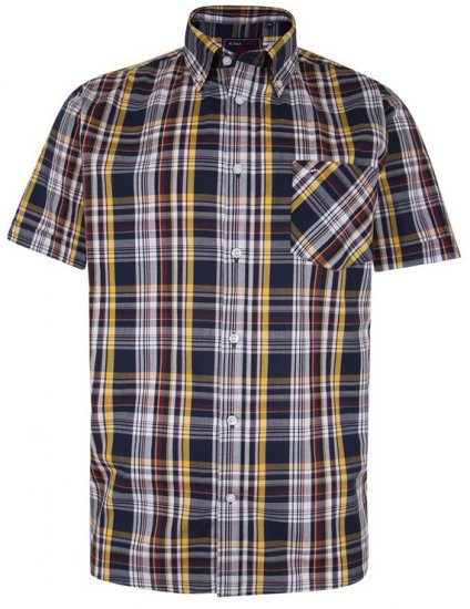 Kam Jeans 6208 SS Casual Check Shirt Navy - Skjortor - Stora skjortor - 2XL-8XL