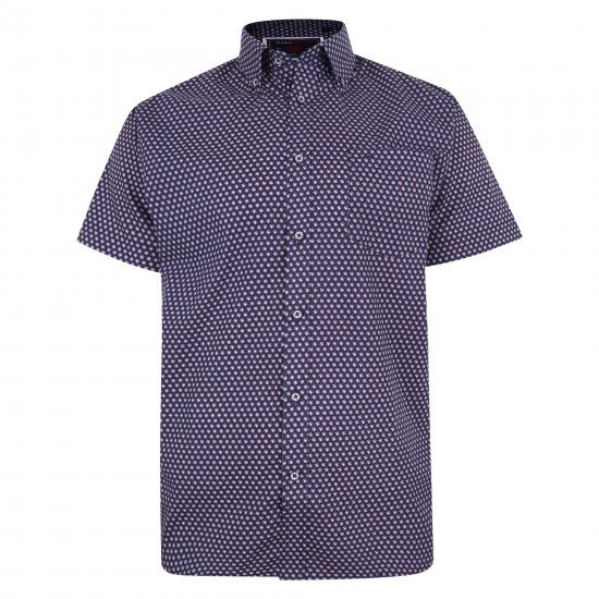 Kam Jeans 6211 SS Dobby Print Shirt Navy - Skjortor - Stora skjortor - 2XL-8XL
