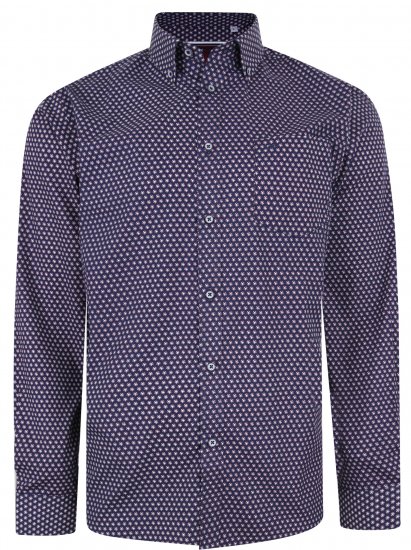 Kam Jeans 6211 LS Dobby Stitch Shirt Navy - Skjortor - Stora skjortor - 2XL-8XL