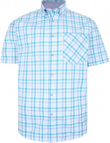 Kam Jeans 6215 Summer Check Shirt Turquoise - Skjortor - Stora skjortor - 2XL-8XL