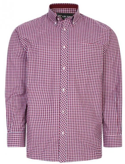 Kam Jeans 6219 LS Mini Gingham Check Shirt Red - Skjortor - Stora skjortor - 2XL-8XL