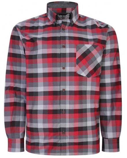 Kam Jeans 6222 Grazed Check Pattern Shirt Wine - Skjortor - Stora skjortor - 2XL-8XL