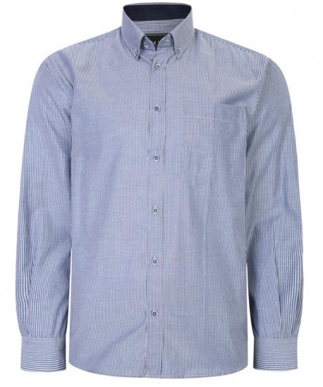 Kam Jeans 6224 LS Mini Stripe Shirt Navy - Skjortor - Stora skjortor - 2XL-8XL