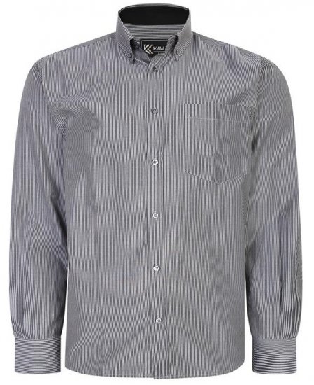 Kam Jeans 6224 LS Mini Stripe Shirt Charcoal - Skjortor - Stora skjortor - 2XL-8XL