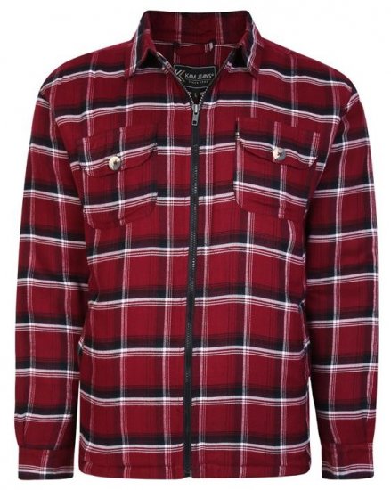 Kam Jeans 6231 Sherpa Lined Flannel Shirt with Zipper Burgundy - Skjortor - Stora skjortor - 2XL-8XL