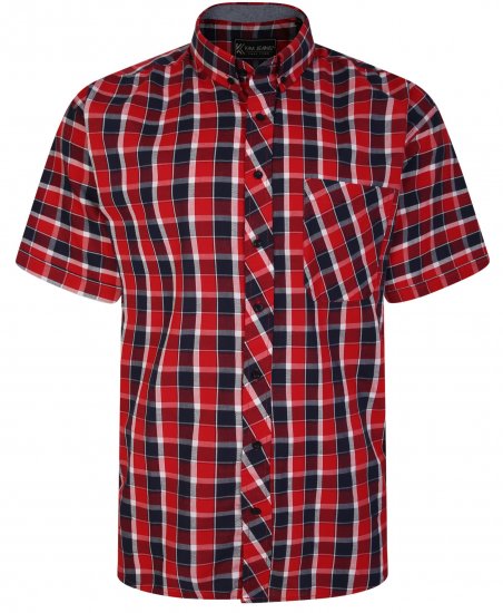 Kam Jeans 6240 SS Check Shirt Red - Skjortor - Stora skjortor - 2XL-8XL