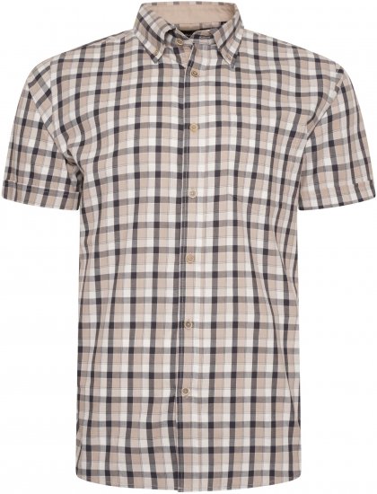 Kam Jeans 6282 Casual SS Check Shirt Beige - Skjortor - Stora skjortor - 2XL-8XL