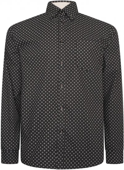 Kam Jeans 6296 Long Sleeve All Over Geo Print Shirt Black - Skjortor - Stora skjortor - 2XL-8XL