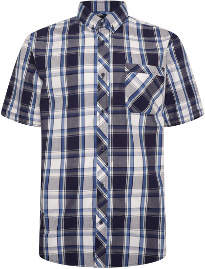 Kam Jeans 6301 Casual Check Short Sleeve Shirt Navy - Skjortor - Stora skjortor - 2XL-8XL