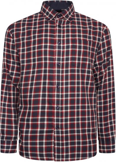 Kam Jeans 6303 Long Sleeve Casual Check Shirt Navy - Skjortor - Stora skjortor - 2XL-8XL