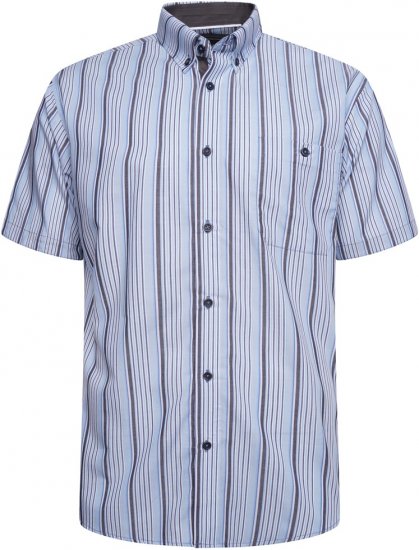 Kam Jeans 6320 Casual Stripe Short Sleeve Shirt Sky Blue - Skjortor - Stora skjortor - 2XL-8XL