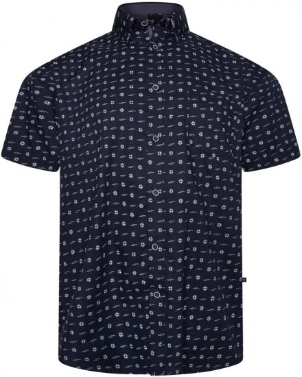 Kam Jeans 6325 Dobby Print Short Sleeve Shirt Black - Skjortor - Stora skjortor - 2XL-8XL