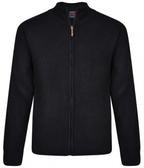 Kam Jeans 68 Casual Zip Thru Knitted Jumper Navy - Tröjor & hoodies - Stora hoodies & tröjor - 2XL-14XL