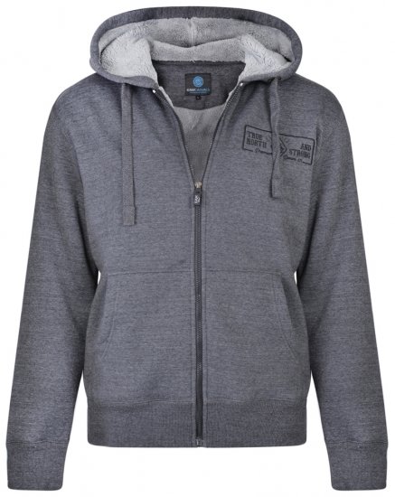 Kam Jeans 7006 Sherpa Lined Hoodie Charcoal - Tröjor & hoodies - Stora hoodies & tröjor - 2XL-14XL