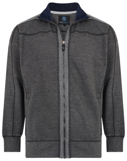 Kam Jeans 7011 Full Zip Sweat Charcoal - Tröjor & Hoodies - Stora hoodies - 2XL-8XL