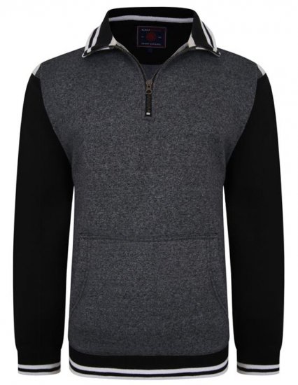 Kam Jeans 7032 Casual Sweater Black - Tröjor & Hoodies - Stora hoodies - 2XL-8XL