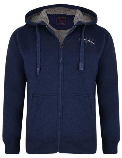 Kam Jeans 7038 Sherpa Lined Hoodie Indigo - Tröjor & hoodies - Stora hoodies & tröjor - 2XL-14XL