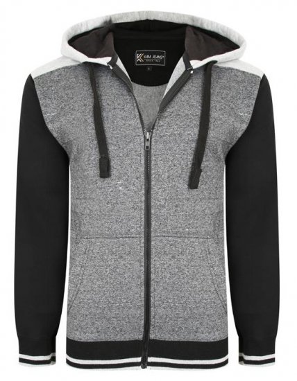 Kam Jeans 7042 Zip Thru Panelled Hoody Charcoal - Tröjor & Hoodies - Stora hoodies & tröjor - 2XL-14XL