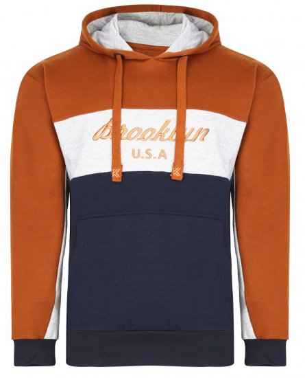 Kam Jeans 7046 Over Head Brooklyn Hoodie Orange - Tröjor & Hoodies - Stora hoodies & tröjor - 2XL-14XL