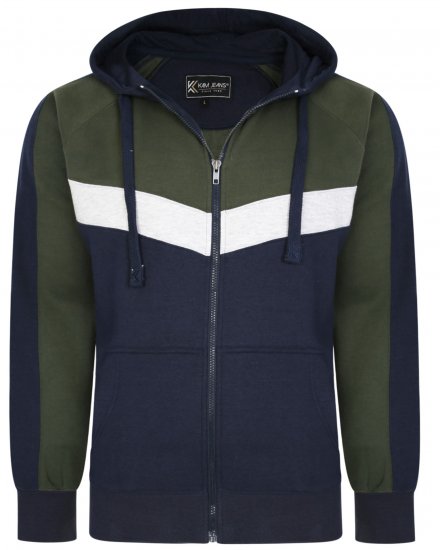 Kam Jeans 7048 Chevron Panelled Hoodie Khaki - Tröjor & hoodies - Stora hoodies & tröjor - 2XL-14XL