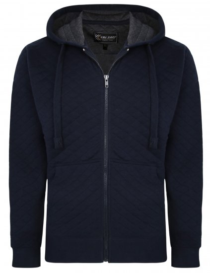 Kam Jeans 7051 Quilted Jersey Zip Thru Hoody Navy - Tröjor & hoodies - Stora hoodies & tröjor - 2XL-14XL