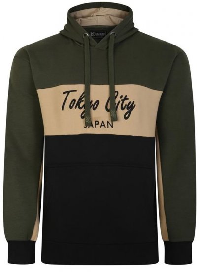Kam Jeans 7058 Tokyo City Cut & Saw Hoodie Khaki - Tröjor & Hoodies - Stora hoodies & tröjor - 2XL-14XL