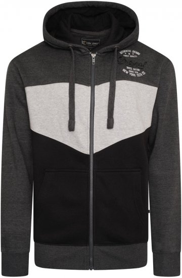 Kam Jeans 7070 Panelled Hoody with EMB Charcoal - Tröjor & hoodies - Stora hoodies & tröjor - 2XL-14XL