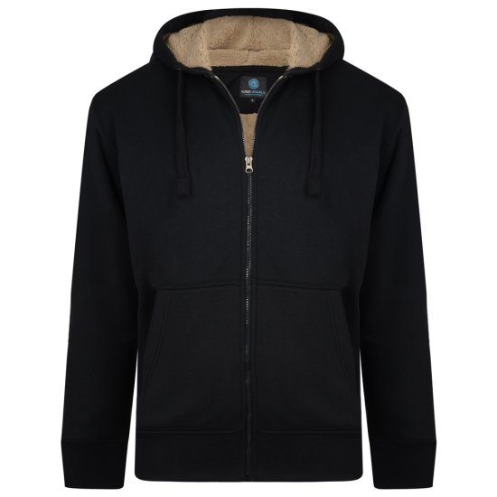 Kam Jeans 709 Sherpa Lined Hoodie Black - Tröjor & hoodies - Stora hoodies & tröjor - 2XL-14XL