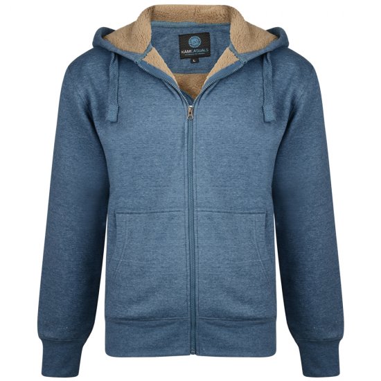 Kam Jeans 709 Sherpa Lined Hoodie Denim - Tröjor & Hoodies - Stora hoodies - 2XL-8XL