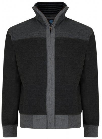 Kam Jeans 715 Full Zip Sweater Charcoal - Tröjor & Hoodies - Stora hoodies & tröjor - 2XL-14XL