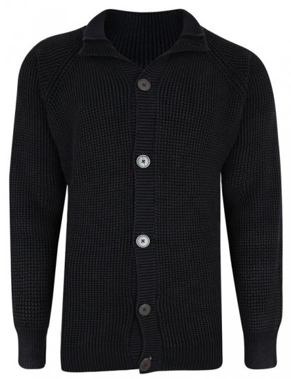 Kam Jeans 79 Washed Effect Knitted Black Cardigan - Tröjor & Hoodies - Stora hoodies - 2XL-8XL