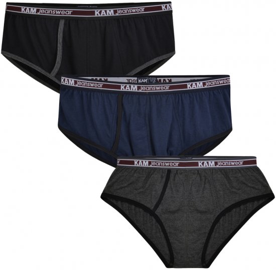 Kam Jeans 806 Underwear Black, Charcoal, Navy 3-Pack - Underkläder & Badkläder - Stora underkläder - 2XL-8XL