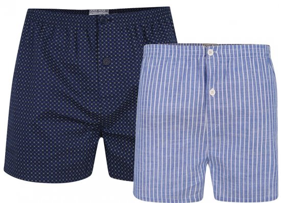 Kam Jeans 812 Twin Pack Woven Boxers - Underkläder & badkläder - Stora underkläder för män