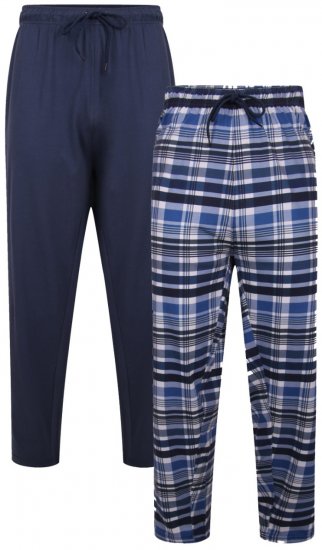 Kam Jeans 872 Lounge pants Navy, Checked 2-pack - Underkläder & Badkläder - Stora underkläder för män
