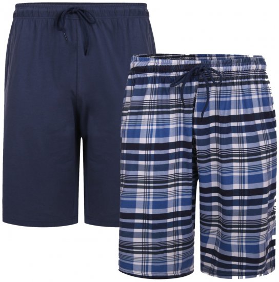 Kam Jeans 875 Lounge shorts Navy, Checked 2-pack - Underkläder & badkläder - Stora underkläder för män
