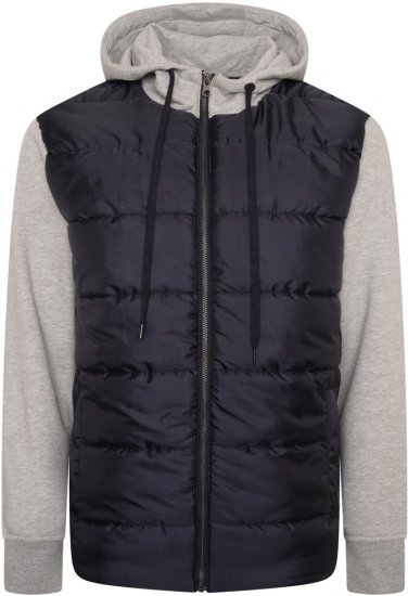 Kam Jeans KV135 Quilted Zip Thru Hoody with Padded Body & Jersey Sleeves Navy TALL SIZES - HERRKLÄDER MT-6XLT - Kläder för långa män