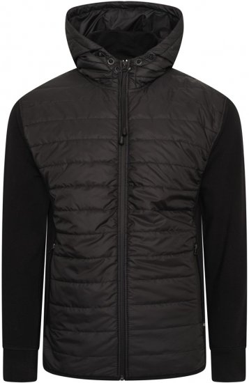 Kam Jeans KV136 Padded Body And Jersey Sleeves Hybrid Zip Thru Quilted Hoody Black TALL SIZES - HERRKLÄDER MT-6XLT - Kläder för långa män