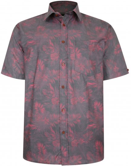 Kam Jeans P013 Premium Floral Print Shirt Burgundy - Skjortor - Stora skjortor - 2XL-8XL