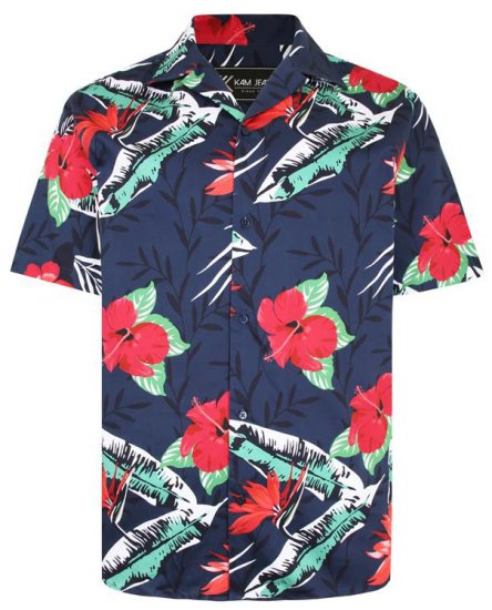 Kam Jeans P017 Casual Floral Print Shirt - Skjortor - Stora skjortor - 2XL-8XL