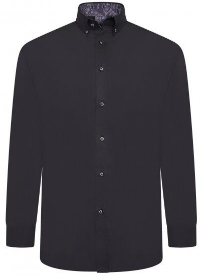 Kam Jeans P023 L/S Premium Stretch Shirt Black - Skjortor - Stora skjortor - 2XL-8XL