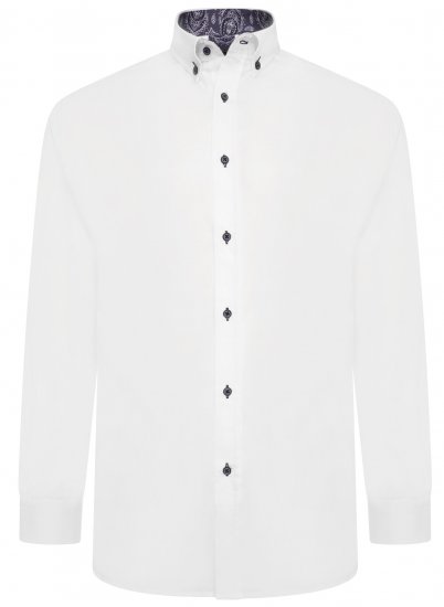 Kam Jeans P023 L/S Premium Stretch Shirt White - Skjortor - Stora skjortor - 2XL-8XL