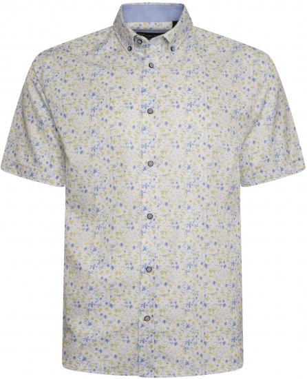 Kam Jeans P036 Premium Floral Print Shirt White - Skjortor - Stora skjortor - 2XL-8XL