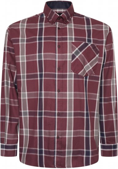Kam Jeans P038 LS Premium Cotton Check Shirt Wine - Skjortor - Stora skjortor - 2XL-8XL