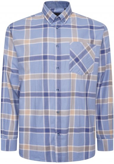 Kam Jeans P038 LS Premium Cotton Check Shirt Denim - Skjortor - Stora skjortor - 2XL-8XL
