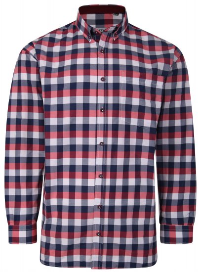 Kam Jeans P642 Premium Large Check Shirt LS Red - Skjortor - Stora skjortor - 2XL-8XL