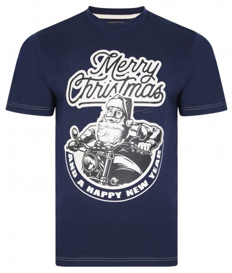 Kam Jeans X016 Santa Biker Print Tee Navy - T-shirts - Stora T-shirts - 2XL-14XL
