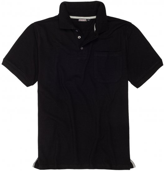 Adamo Klaas Regular fit Polo Shirt with Pocket Black - Pikétröjor - Stora pikétröjor - 2XL-8XL