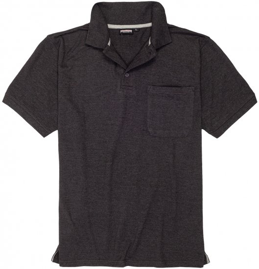 Adamo Klaas Regular fit Polo Shirt with Pocket Charcoal - Pikétröjor - Stora pikétröjor - 2XL-8XL