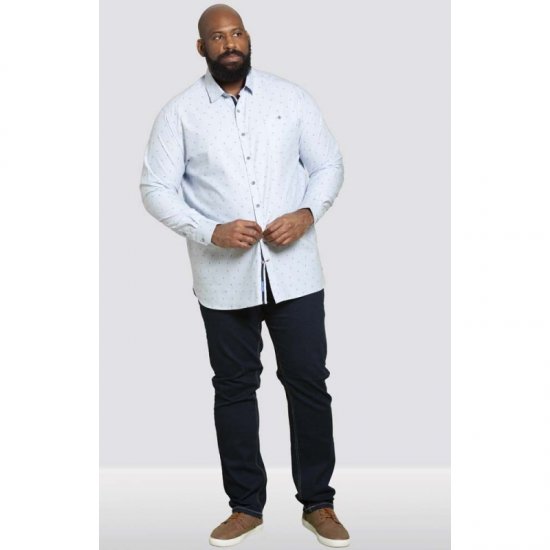 D555 Addington Printed Oxford Shirt Blue - Skjortor - Stora skjortor - 2XL-8XL