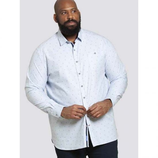 D555 Addington Printed Oxford Shirt Blue - Skjortor - Stora skjortor - 2XL-8XL